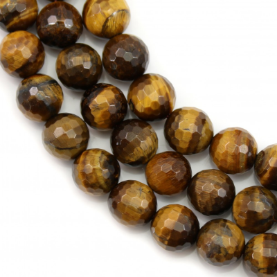 Natural Yellow Tiger's  Eye Beads Strand Faceted Round Diameter 10mm Hole 1mm About 38 Beads/Strand 15~16"