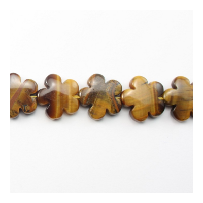 Natural Tiger's Eye Beads Strand Flower Size 20x20mm Hole 1mm  About 20 Beads/Strand 15~16"