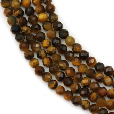 Natural Tiger's Eye Beads Strand Faceted Round Diameter 2mm Hole 0.3mm Length 39~40cm/Strand