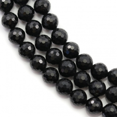 Perles Tourmaline noire ronde facette sur fil Taille 6mm trou 0.8mm 15-16''/fil