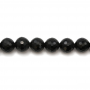 Natural Black Tourmaline Beads Strand Faceted Round Diameter 6mm Hole 0.8mm 39-40cm/Strand
