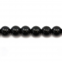 Miçangas de turmalina negra  redondas. Diâmetro: 4mm. Orificio: 0.8mm. 99pçs/fio. 15~16"