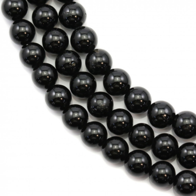 Schwarzer Turmalin runde Perlenkette Durchmesser 6mm Durchmesser des Loch 1mm ca. 68 Stck / Strang 15~16"