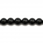 Miçangas de turmalina negra  redondas. Diâmetro: 6mm. Orificio: 1mm. 68pçs/fio. 15~16"