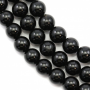 Natural Black Tourmaline Beads Strand Round Diameter 12mm Hole 1.5mm About 34 Beads/Strand 15~16"