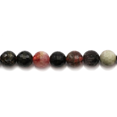 Natural Mix Color Tourmaline Beads Strand Faceted Round Diameter 6mm Hole 1mm About 62 Beads/Strand 15~16"