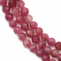 Miçangas de turmalina rosa  redondas  lapidadas. Diâmetro: 4mm. Orificio: 0.8mm. 92pçs/fio. 15~16"