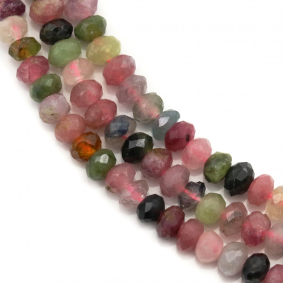 Natural Tourmaline Faceted Abacus Beads Strand Size 3x4mm Hole 0.6mm 15~16"/Strand