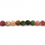 Rouleau de perles en tourmaline naturelle de couleur mixte Diamètre 5mm Trou1mm Environ 74 perles/ruban