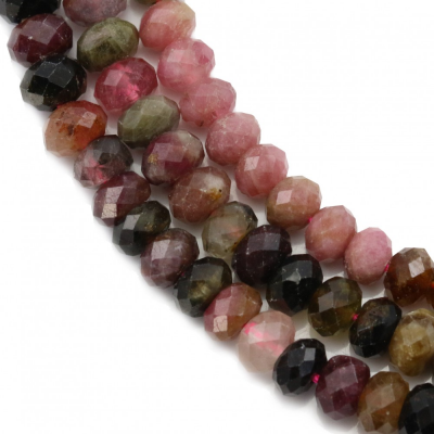 Fili di perle di tormalina naturale, abaco (sfaccettato), dimensioni 4x6 mm, foro 1 mm, 15~16"/filamento