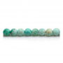 Rouleaux de perles de turquoise naturelle du Pérou Diamètre rond 8mm Trou 1mm 15~16"/cordeau