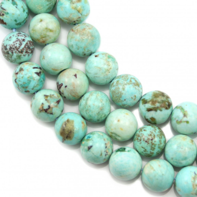 Natural Peruvian Turquoise Beads Strands Round Diameter 10mm Hole 1mm 15~16"/strand