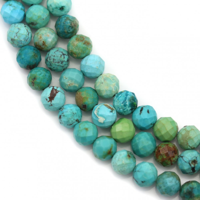 Rouleau de perles de turquoise naturelle rond à facettes diamètre 5mm trou 0.8mm 15~16"/cordeau