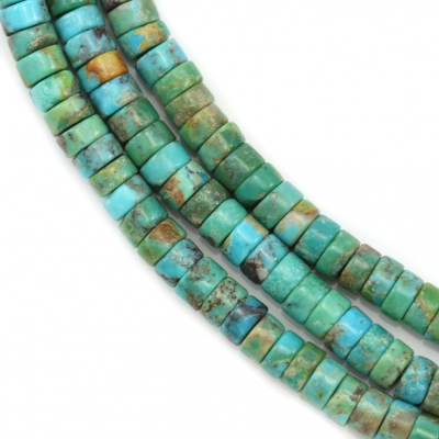 Toron de perles de turquoise naturelle Taille du cylindre 2x4mm Trou 0.6mm Longueur 39-40cm/Toron