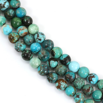 Turquoise Ronde Taille 6.5mm Trou1mm 39-40cm/Strand