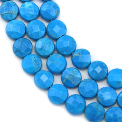 Reconstituted Turquoise Faceted Flat Round Diameter 8mm Hole0.8mm 39-40cm/Strand