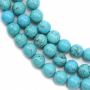 Turquoise Reconstituée Ronde Taille 8mm Trou0.8mm 39-40cm/Strand
