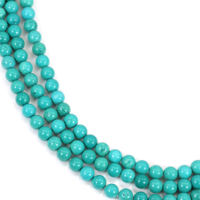 Turquoise Reconstituée Ronde Taille 6mm Trou1mm 39-40cm/Strand