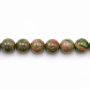 Perles rondes d'Unakite en collier, Diamètre 12 mm, Trou 1.2 mm, 33 perles / collier 15 ~ 16''
