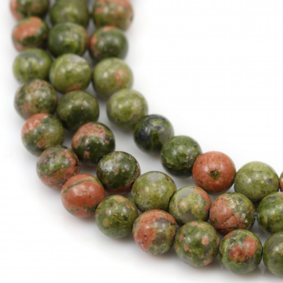 Perles rondes d'Unakite en collier, Diamètre 6 mm, Trou 1 mm, 65 perles /cordeau 15 ~ 16 ''