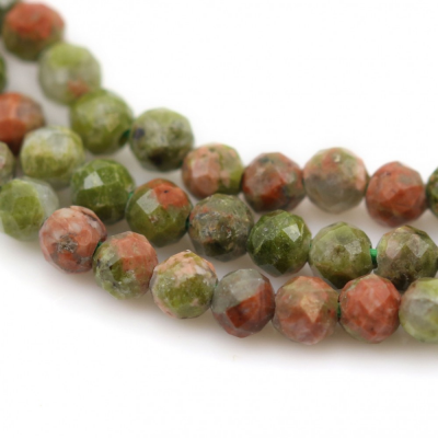 Natural Unakite Beads Strand Faceted  Round Diameter 2mm Hole 0.4mm About 181 Beads/Strand 15~16''
