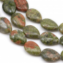 Natural Unakite Beads Strand Flat Teardrop Size 13x18mm Hole 1mm About 22 Beads/Strand 15~16"