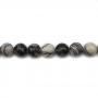 Perline rotonde in diaspro nero Picasso, diametro 10 mm, foro 1,5 mm, 41 perline /filo 15 ~ 16''
