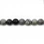 Perles rondes en jaspe Picasso noir naturel, diamètre 8 mm, trou 1,2 mm, 51 perles/corde 15 ~ 16''