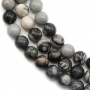Perline rotonde di diaspro nero naturale Picasso, diametro 8 mm, foro 1,2 mm, 51 perline/filare 15 ~ 16''