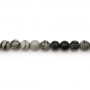 Perles rondes en jaspe Picasso noir naturel, diamètre 6 mm, trou 1 mm, 66 perles/corde de 15 ~ 16''