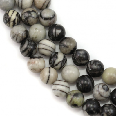Perline rotonde di diaspro nero naturale Picasso, diametro 6 mm, foro 1 mm, 66 perline/filare 15 ~ 16''