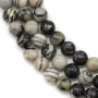Natural Black Picasso Jasper Round Strand Beads Diameter 6 mm Hole 1 mm About 66 Beads/Strand 15 ~ 16''