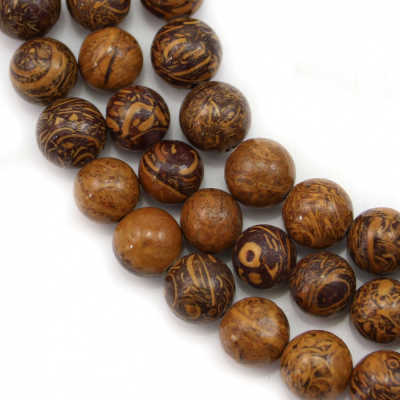 Perles rondes en jaspe peau d'éléphant, Diamètre 10mm, Trou 1.2mm, 40 perles/brin, 15~16"