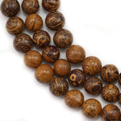 Perles rondes en jaspe peau d'éléphant, Diamètre 8mm, Trou 1mm, 51 perles/brin, 15~16"