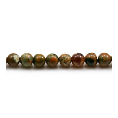 Perles de jaspe rhyolite naturel rond diamètre 8mm trou 1mm 51 perles/corde 15~16''