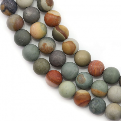 Frosted Polychrome Jasper Beads Strand Round Diameter 6mm  Hole 1mm  About 64 Beads/Strand 15~16"