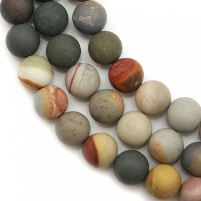 Frosted Polychrome Jasper Beads Strand Round Diameter 8mm  Hole 1mm  About 45 Beads/Strand 15~16"