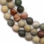 Frosted Polychrome Jasper Beads Strand Round Diameter 10mm  Hole 1mm  About 39 Beads/Strand 15~16"