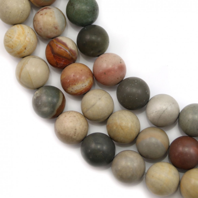 Frosted Polychrome Jasper Beads Strand  Round  Diameter 12mm Hole 1.5mm About 33 Beads/Strand 15~16"