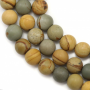 Natural Frosted Picture Jasper Beads Strand Round Diameter 8mm  Hole 1mm  About 50 Beads/Strand 15~16"