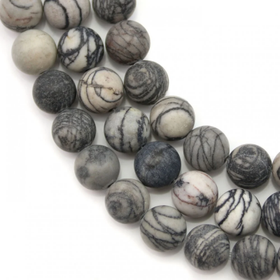 Rouleau de perles de jaspe Picasso naturel mat Diamètre rond 10mm trou 1.2mm 15''-16''/ruban