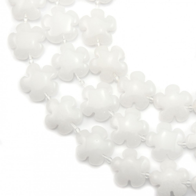 Perline di giada bianca Sizer fiore filo 20x20mm foro 1mm circa 20 perline / filo 15 ~ 16"