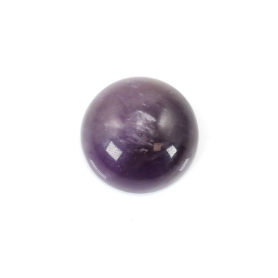 Cabochão redondo de quartzo púrpura. De fundo plano e superfície lisa. Tamanho: 12mm. 10pçs/pack