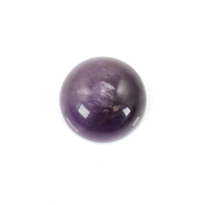 Cabochão redondo de quartzo púrpura. De fundo plano e superfície lisa. Tamanho: 16mm. 6pçs/pack