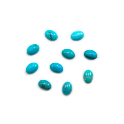 Cabochons de turquoise naturelle ovale taille 5x7 mm 4 pcs / pack