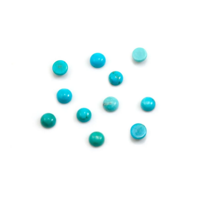 Natural turquoise cabochons round diameter 5 mm 4 pcs / pack