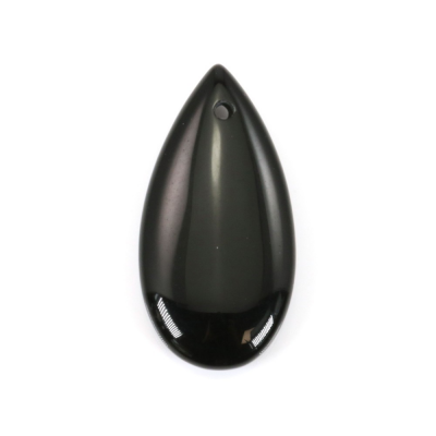 Black Agate Pendant Teardrop Size15x30mm Hole2mm 6pcs