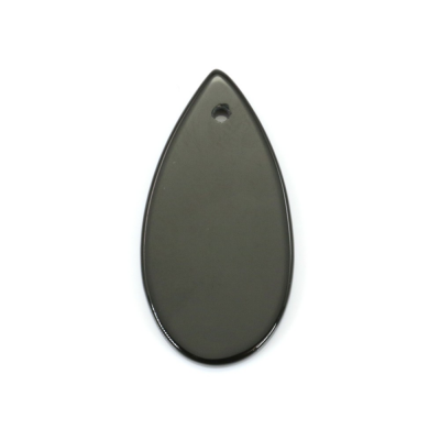 Black Agate Pendant Teardrop Size15x30mm Hole1.3mm 6pcs