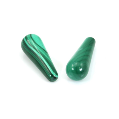 Malachite Half-drilled Beads Teardrop Size6x16mm Hole1.2mm 6pcs/Pack