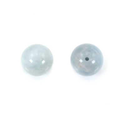 Aigue-marine perles demi-percées rondes diamètre 6 mm trou 1 mm 20pcs/paquet